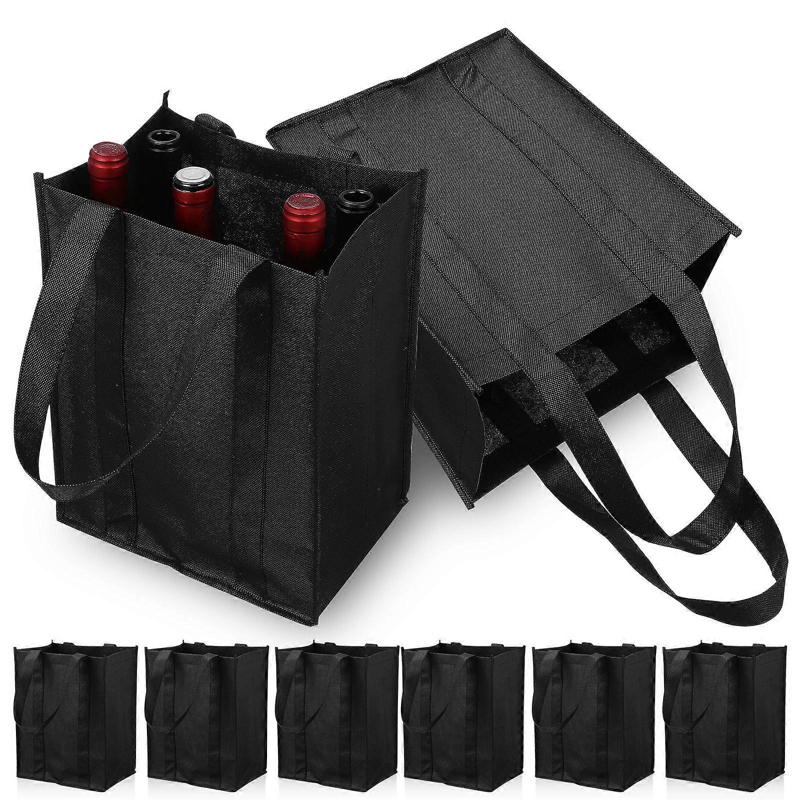 6 Pcs Non Woven Carrying Bags with Flexible Dividers for Travel, Picnic, Party Tote for , Beer, Spirits Protection