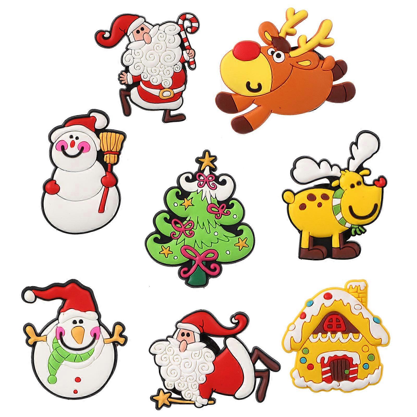 Fridge Stickers Christmas Elements Shape Assorted Color 5x3cm Home Decor 8Pcs