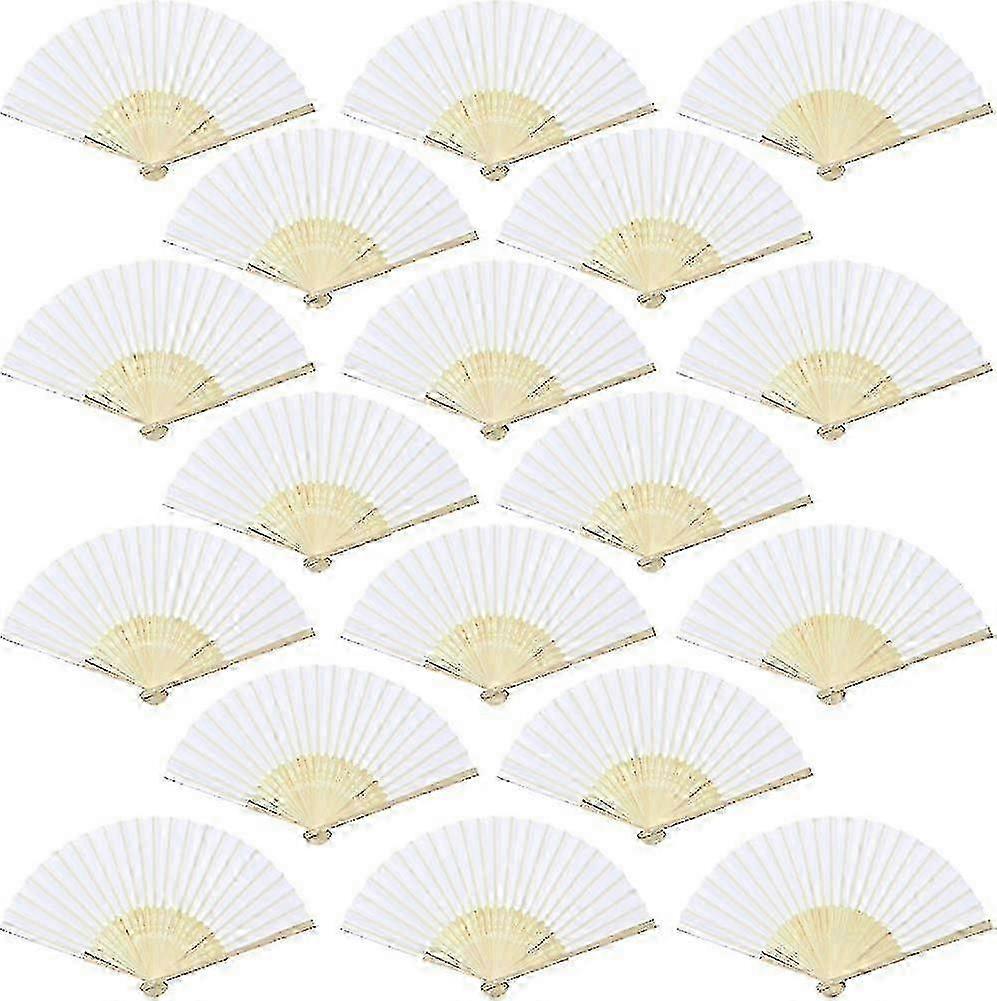 18pcs White Handheld Bamboo Folding Fans Wedding Gift Set