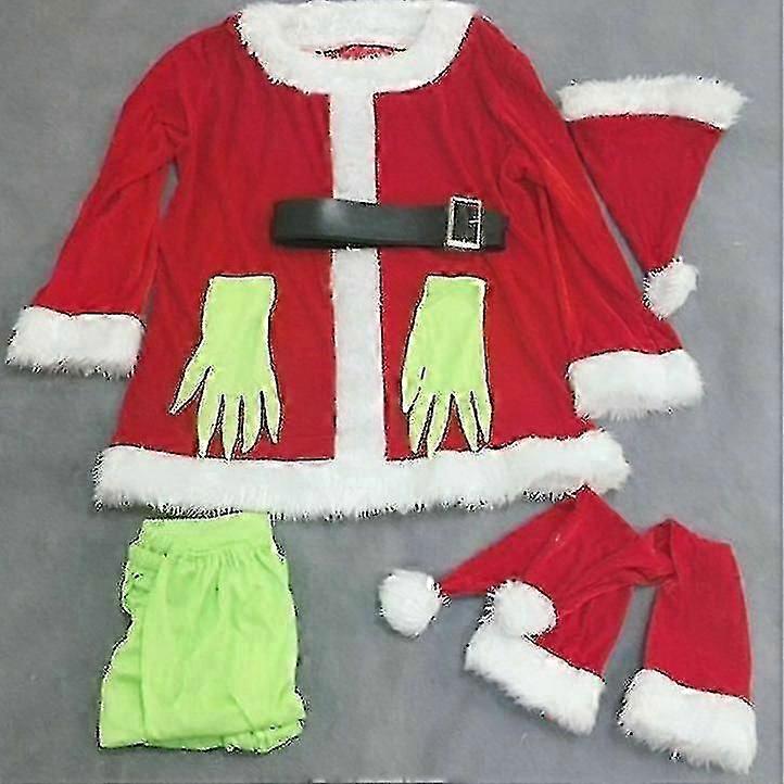 大人の緑の毛深いグリンチクリスマス6pcsコスチューム-マスクを含まない-mxbccarnival