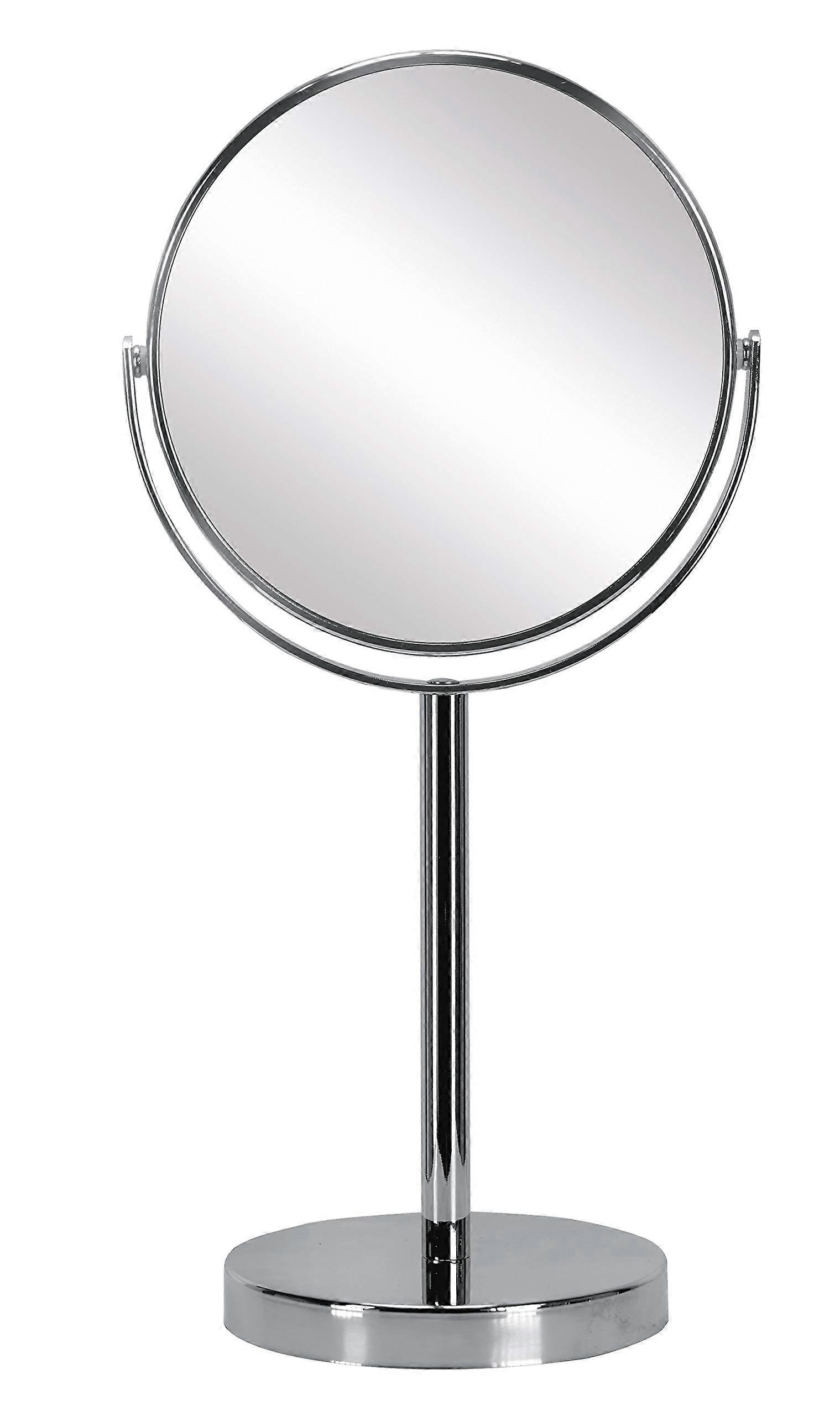 Cosmetic Mirror Base Mirror with 5x Magnification Size: 17 x 33 x 12 cm Material: Metal/Glass Silver