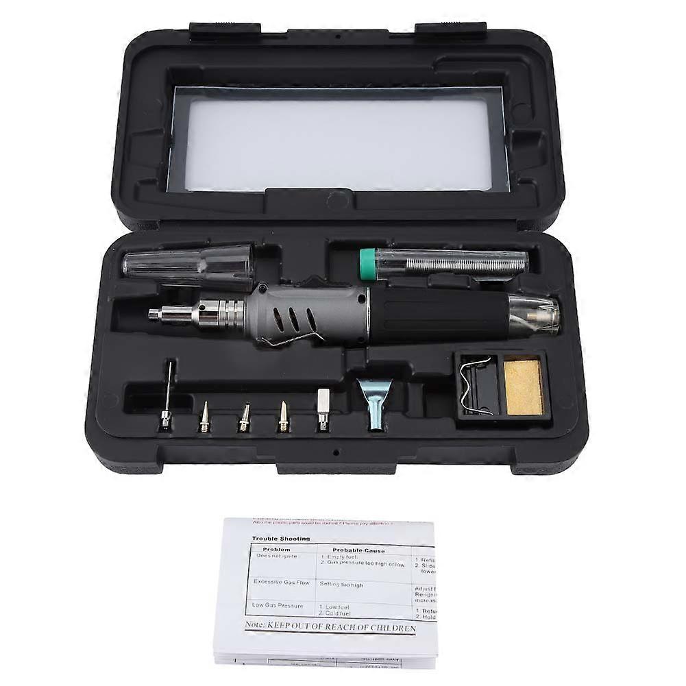 HS‑1115K 10 in 1 Butane Gas Soldering Iron, Portable Cordless Welding Torch Kit