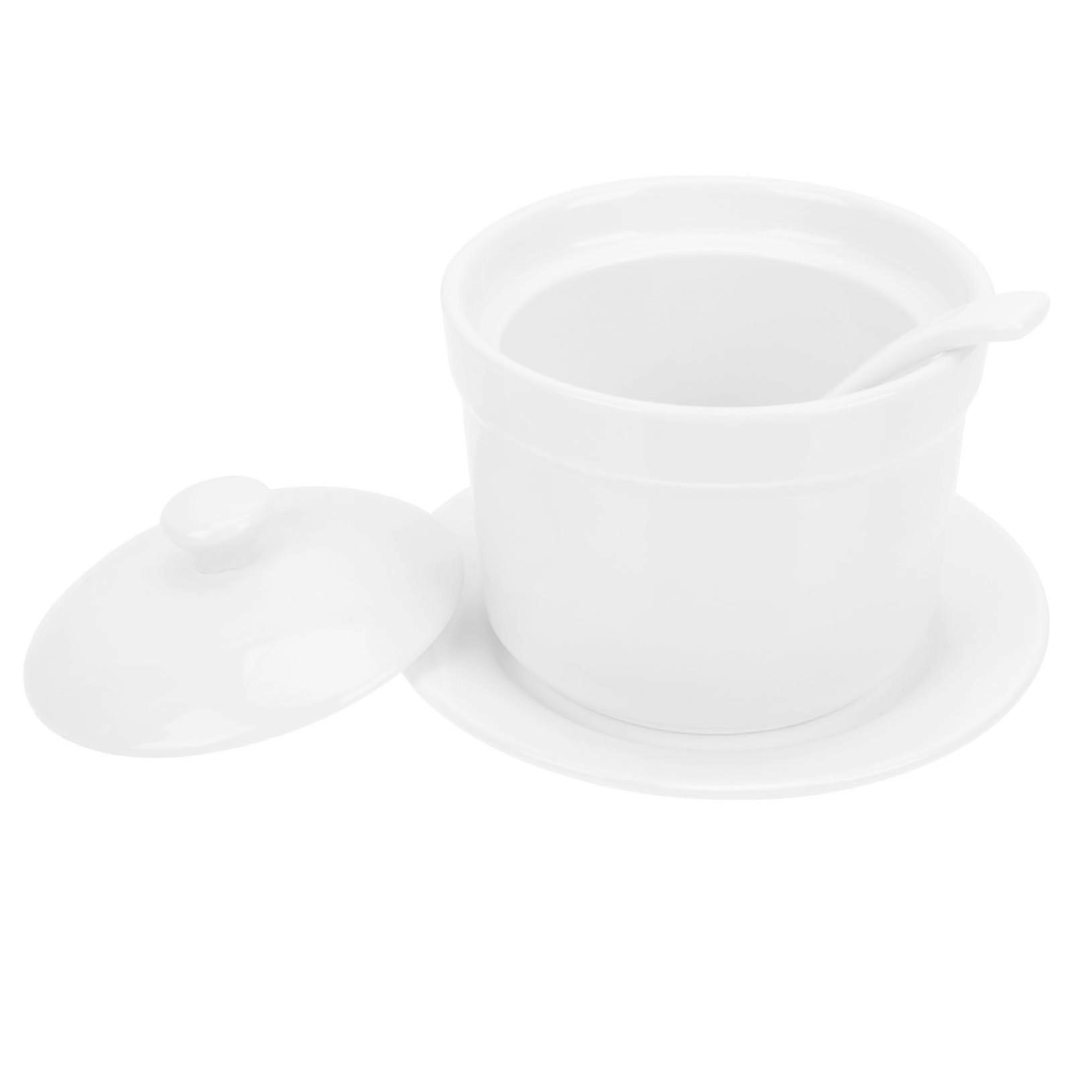 Practical Ceramic Cup Soup Bowl With Lid, Steamed Pot, 12.50X12.50X6.50CM, Ideal For Steaming Bird Nest