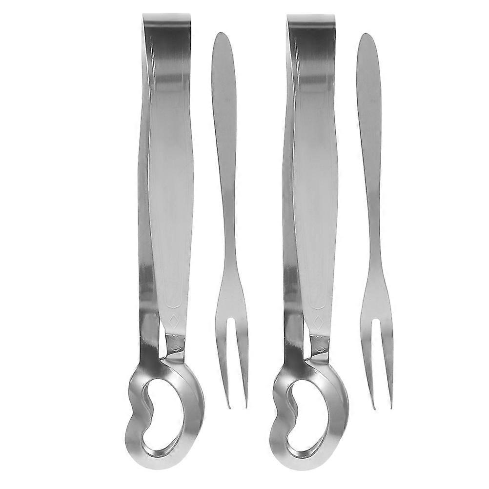 トングステンレス鋼エスカルゴフォークセットホームとレストランは6.1X1.8X1.2in 4個を使用します