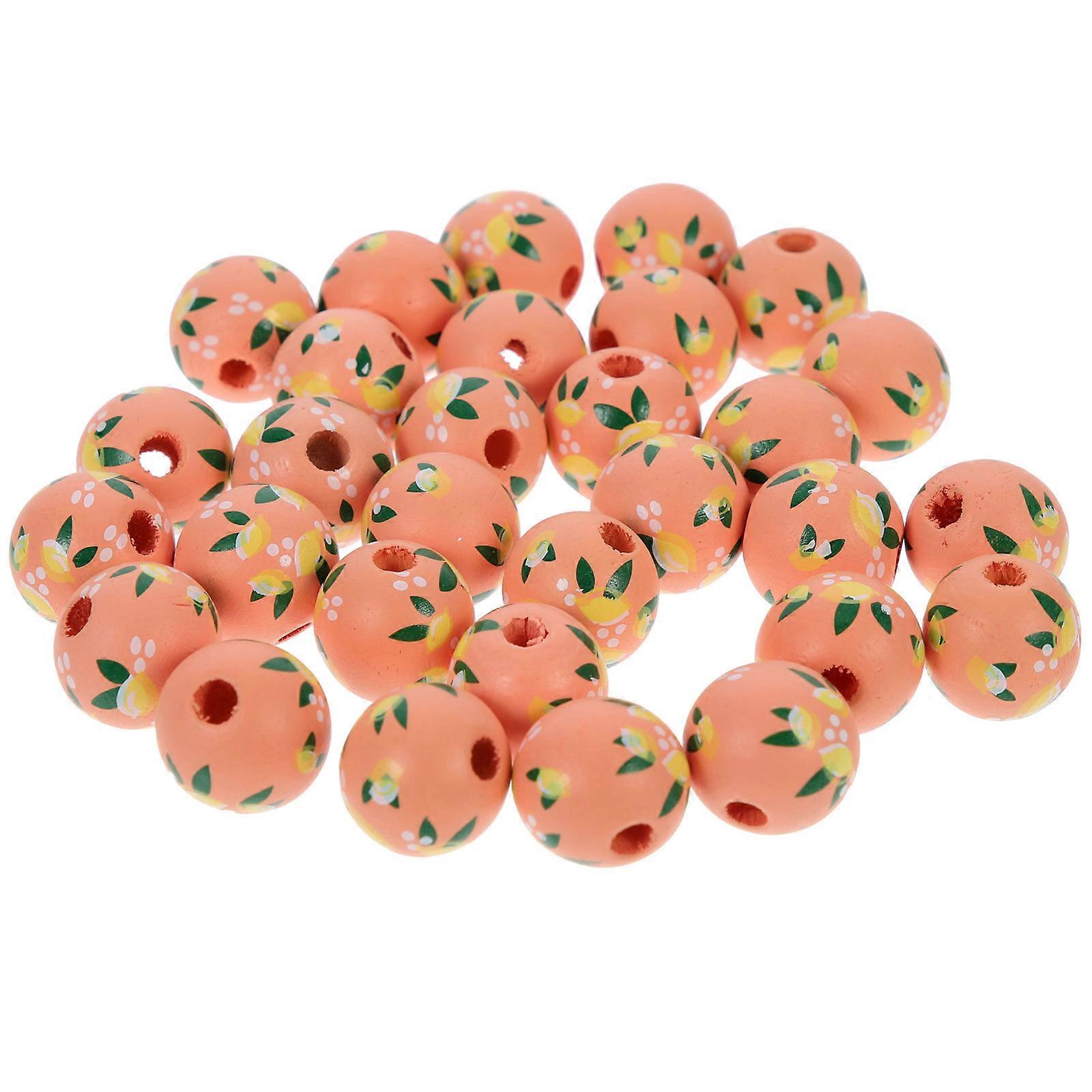 Wood Beads For Crafts Assorted Color 1.6X1.6cm Jewelry Making Supplies Diy Projects 30Pcs