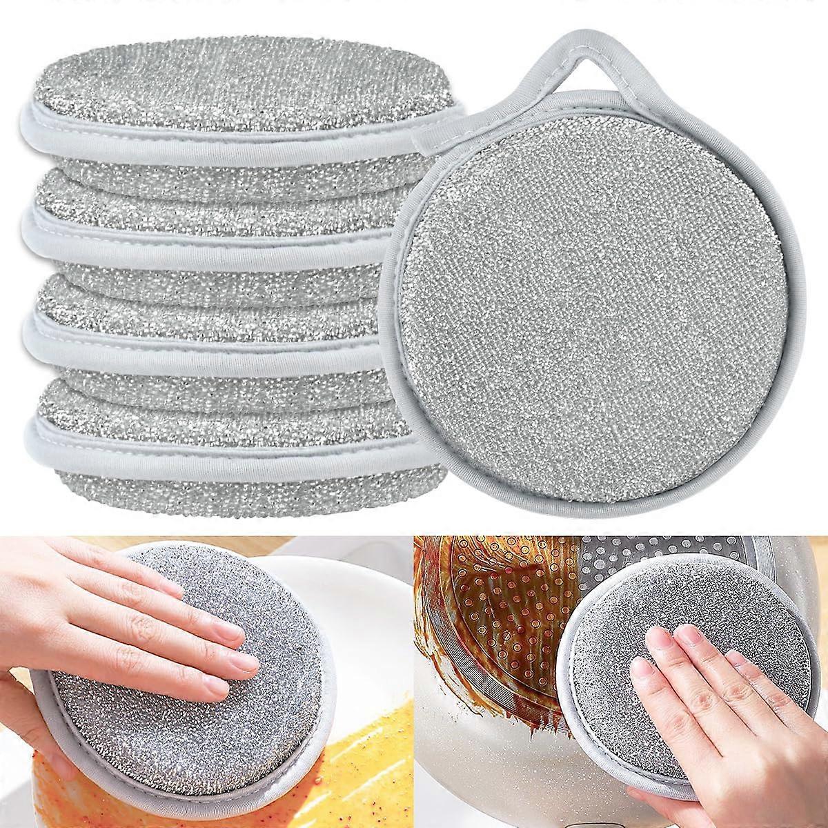Pack of 5 Reusable Scouring Cloths, Double-Sided Kitchen Sponges, Wire Dishwashing Rags for Multipurpose Cleaning