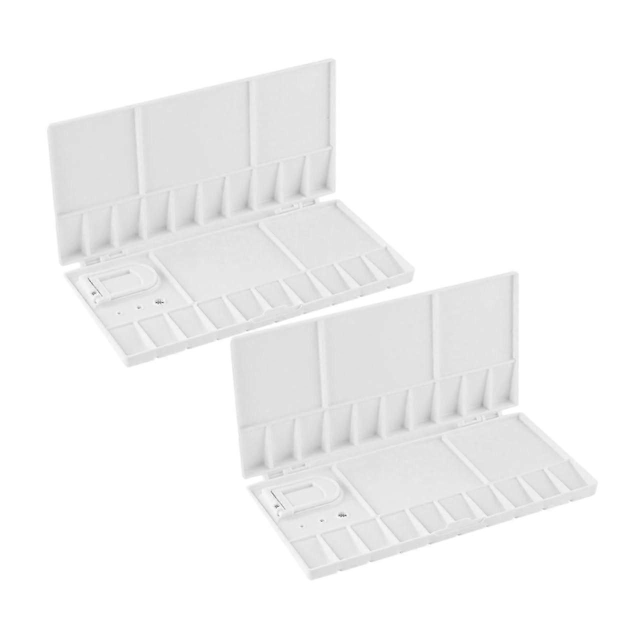 Plastic Paint Palette Set of 2 for Watercolors and Gouache, Empty Travel-Friendly Plastic Color Holder, White ABS