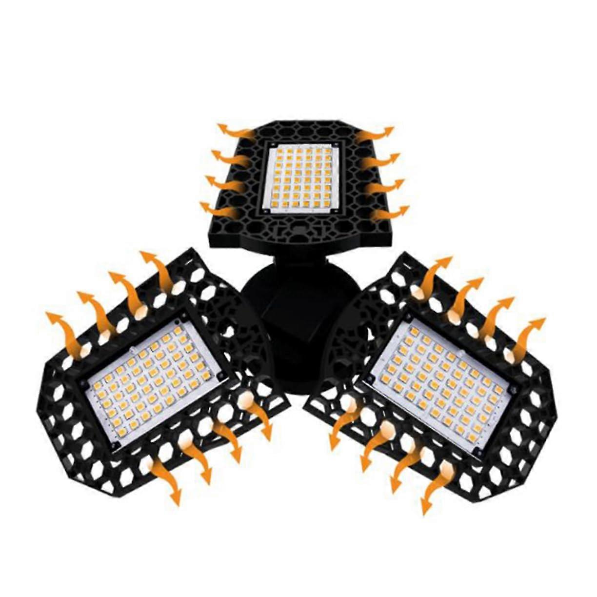 Deformation Lamp Motion Light Outdoor Flood Light 22.6x22.6x6cm Black LED Garage Workshop Ceiling Warehouse Light