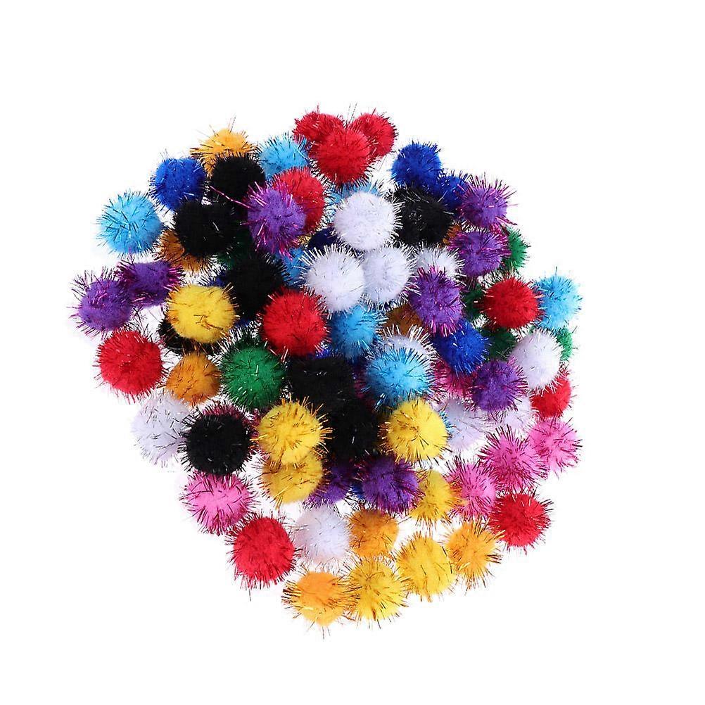 Glitter Pom Poms For Crafts Round Christmas DIY Projects Bag Charm Cellphone Accessory 3cm 200Pcs