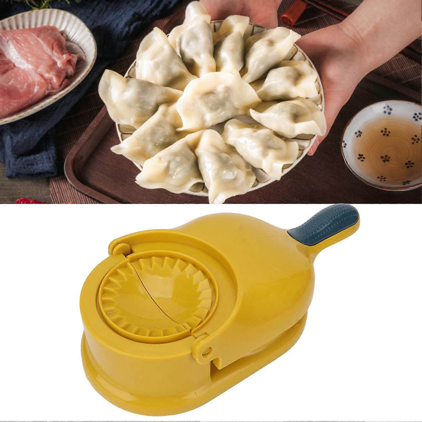2 In 1 Portable Manual Dumpling Maker Kitchen Dumpling Making Tool Dough Pressing Tool Kitchen Accessories Yellow 