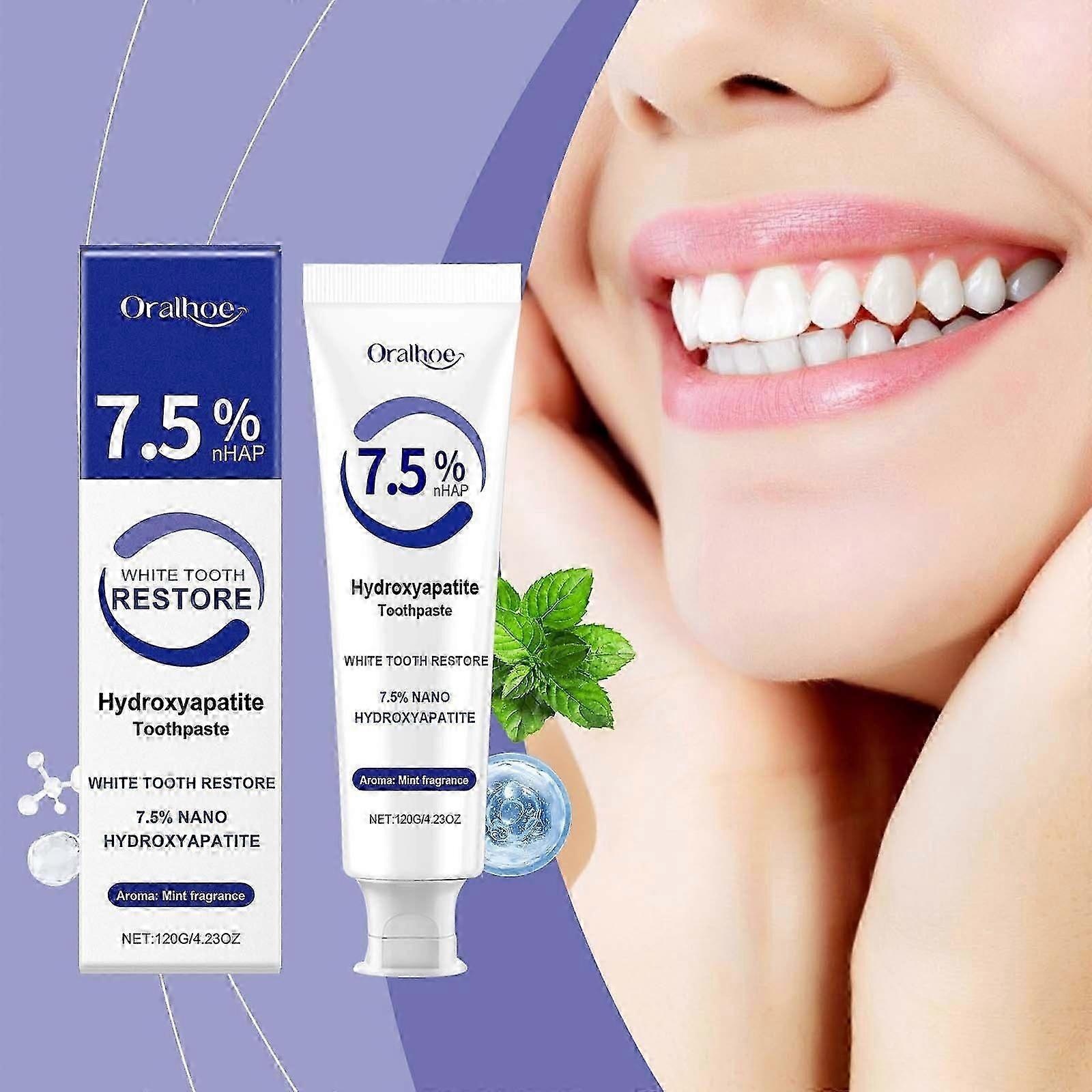 7.5% Nano Hydroxyapatite Toothpaste for Enamel Protection and Tooth Strengthening, Gentle Formula, Fluoride-Free Toothpaste for Sensitive Teeth