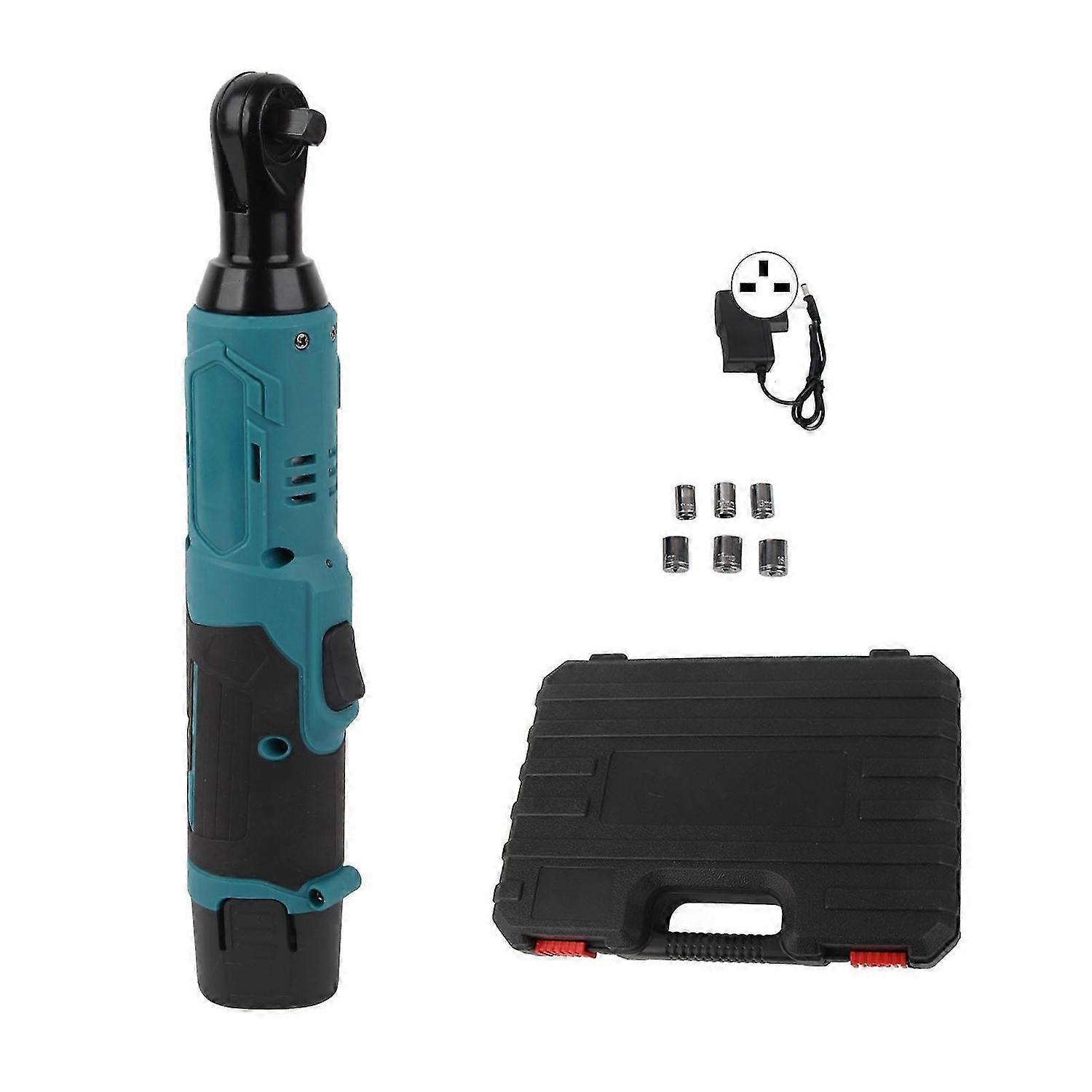 Electric Ratchet Wrench Set Rechargeable Tool Kit Variable Speed 90 Degree Angle AC 100240VUK Plug