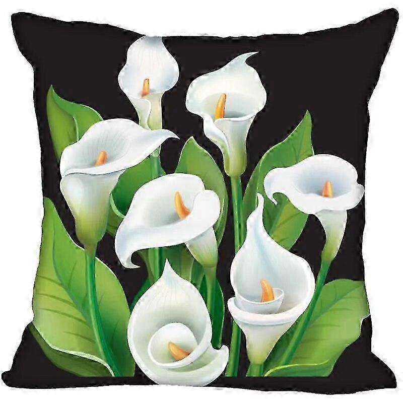 Calla Lily Home Decor Satin Pillowcase with Invisible Zipper Throw Design