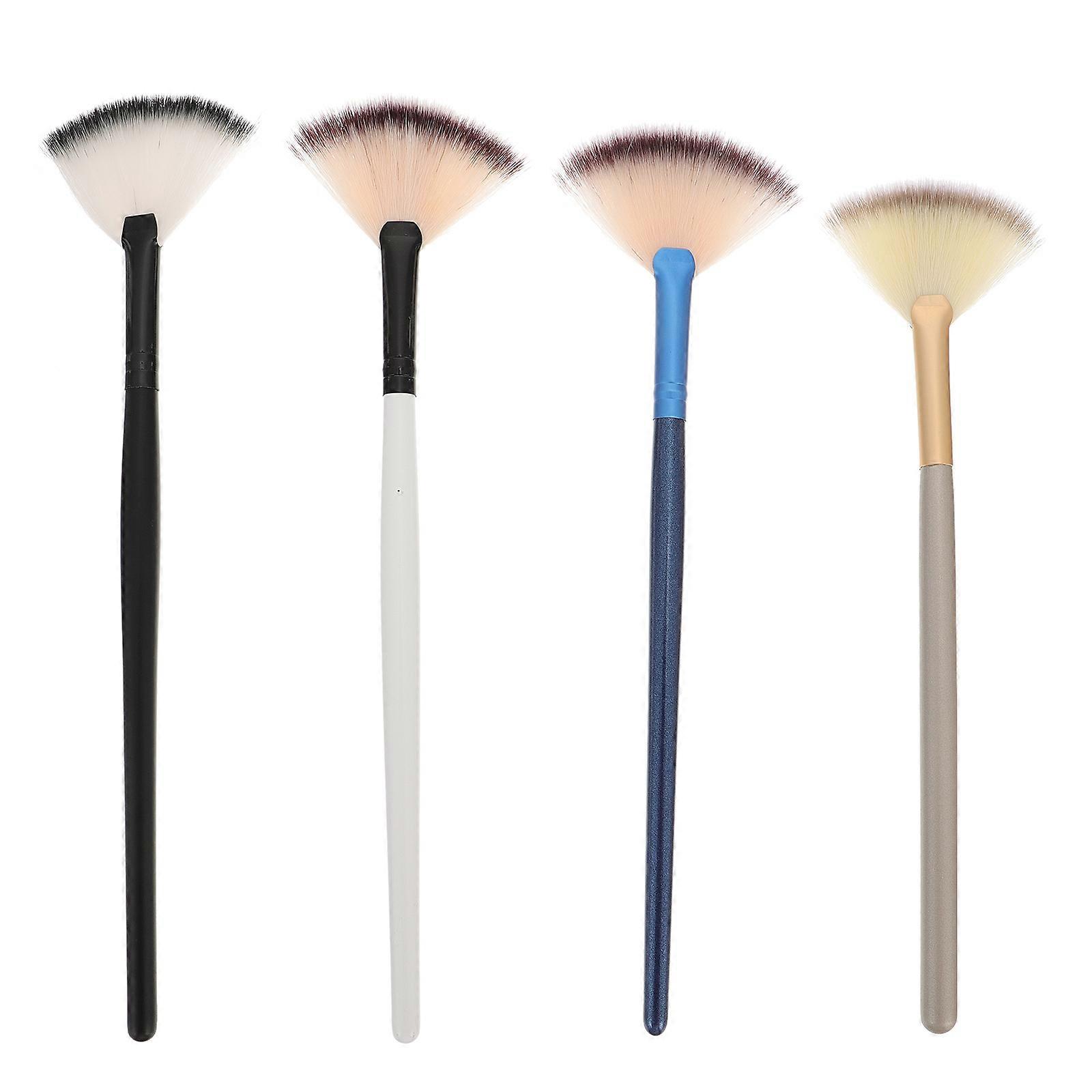 Multi Color Facial Brushes with Soft Fiber Bristles for Home Use 4pcs Wooden Handle Cosmetic Brush
