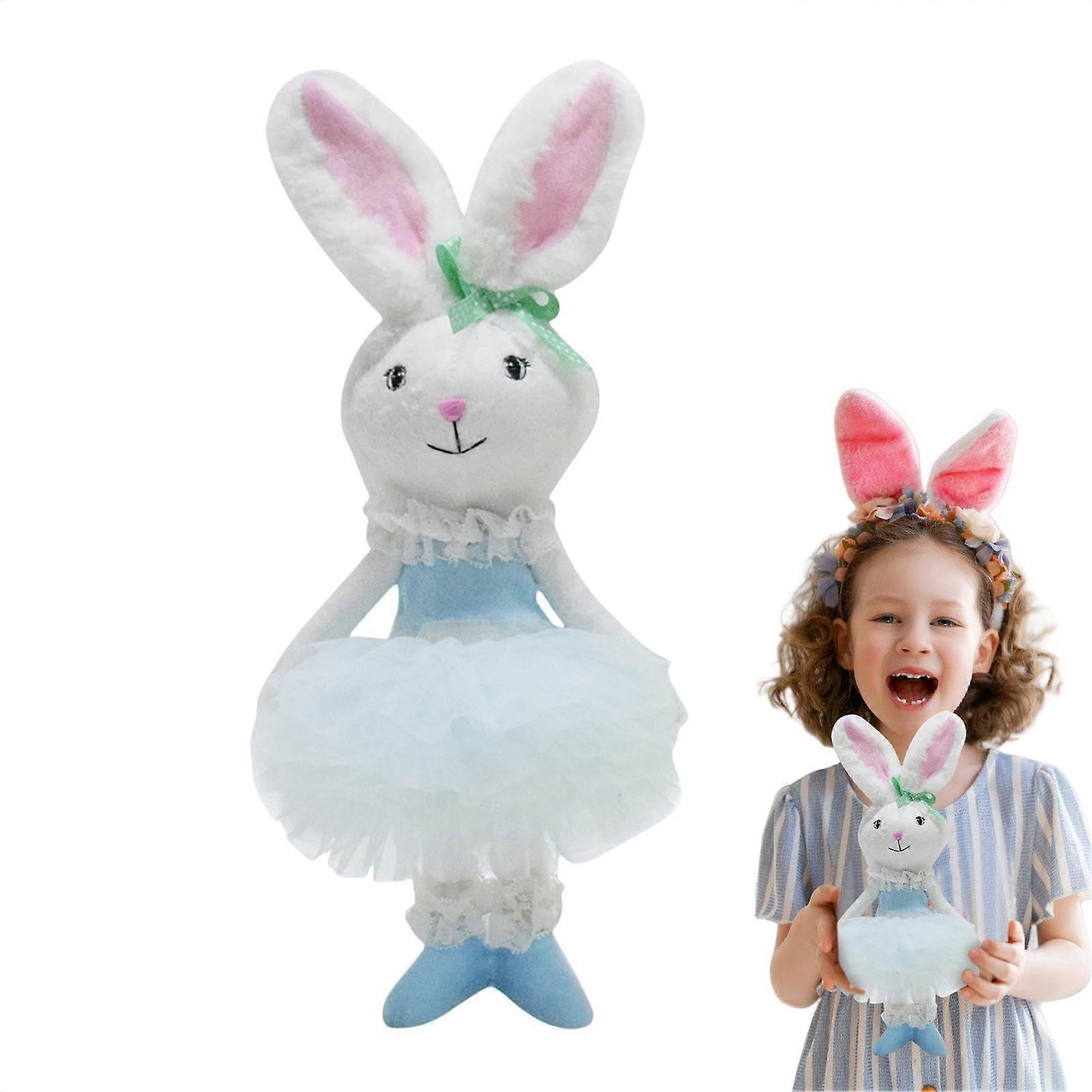 Plush Easter Bunny Toy, Soft Blue Bunny in Clothes, Cuddly Plush Rabbit, Perfect for Kids and Easter Gifts