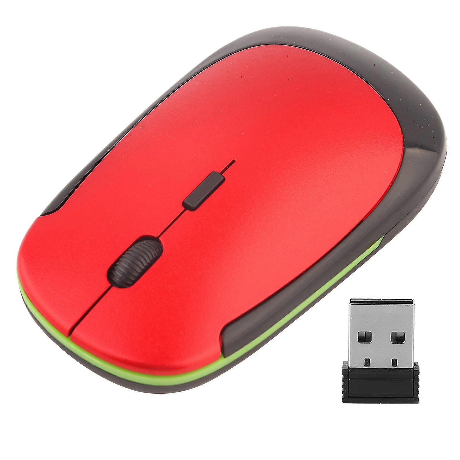 Ultra thin 2.4G 1200DPI USB Wireless Mouse Ergonomic Optical Positioning Mouse for Laptop Red
