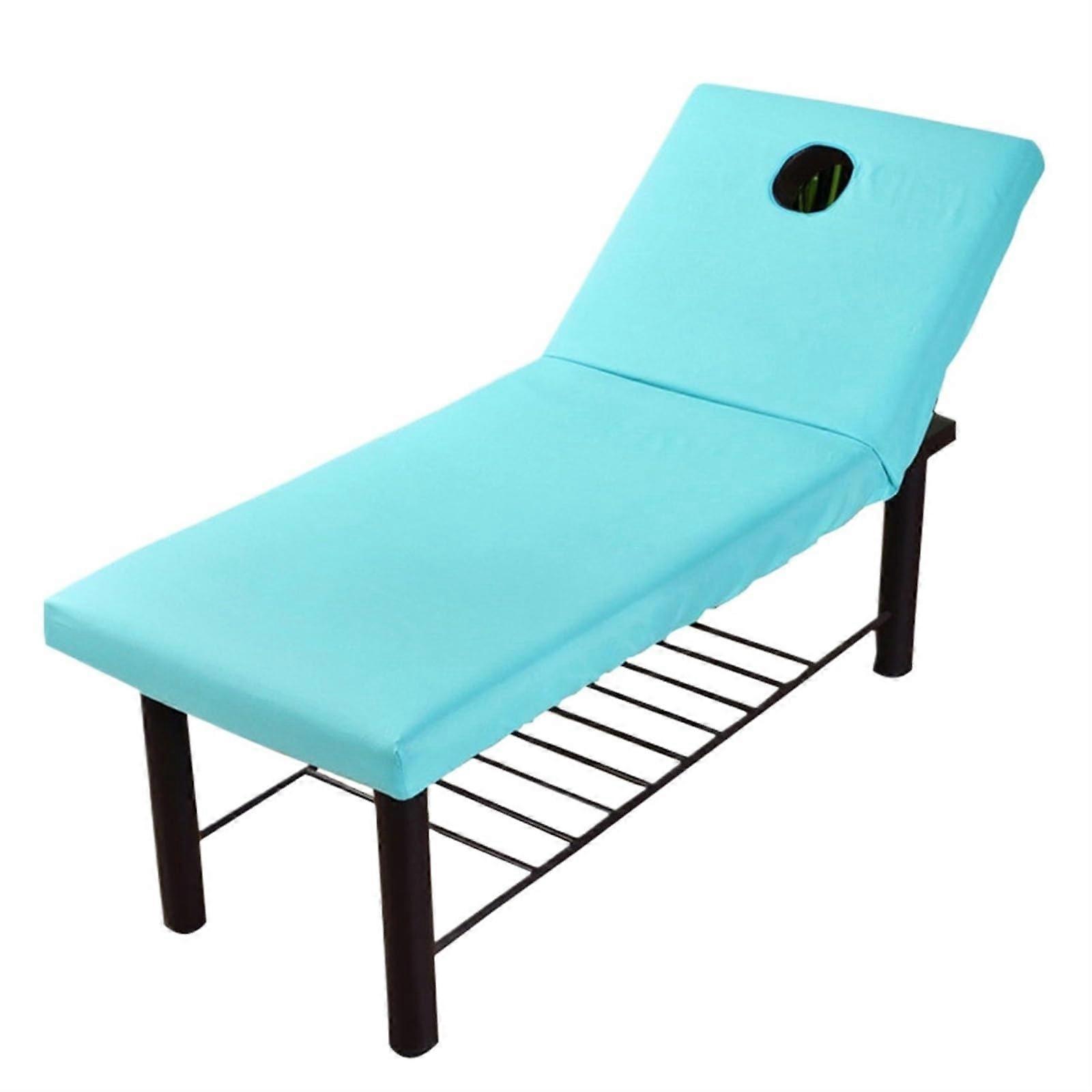 Fitted sheet for massage tables, solid color, brushed, elastic band, SPA, Blue