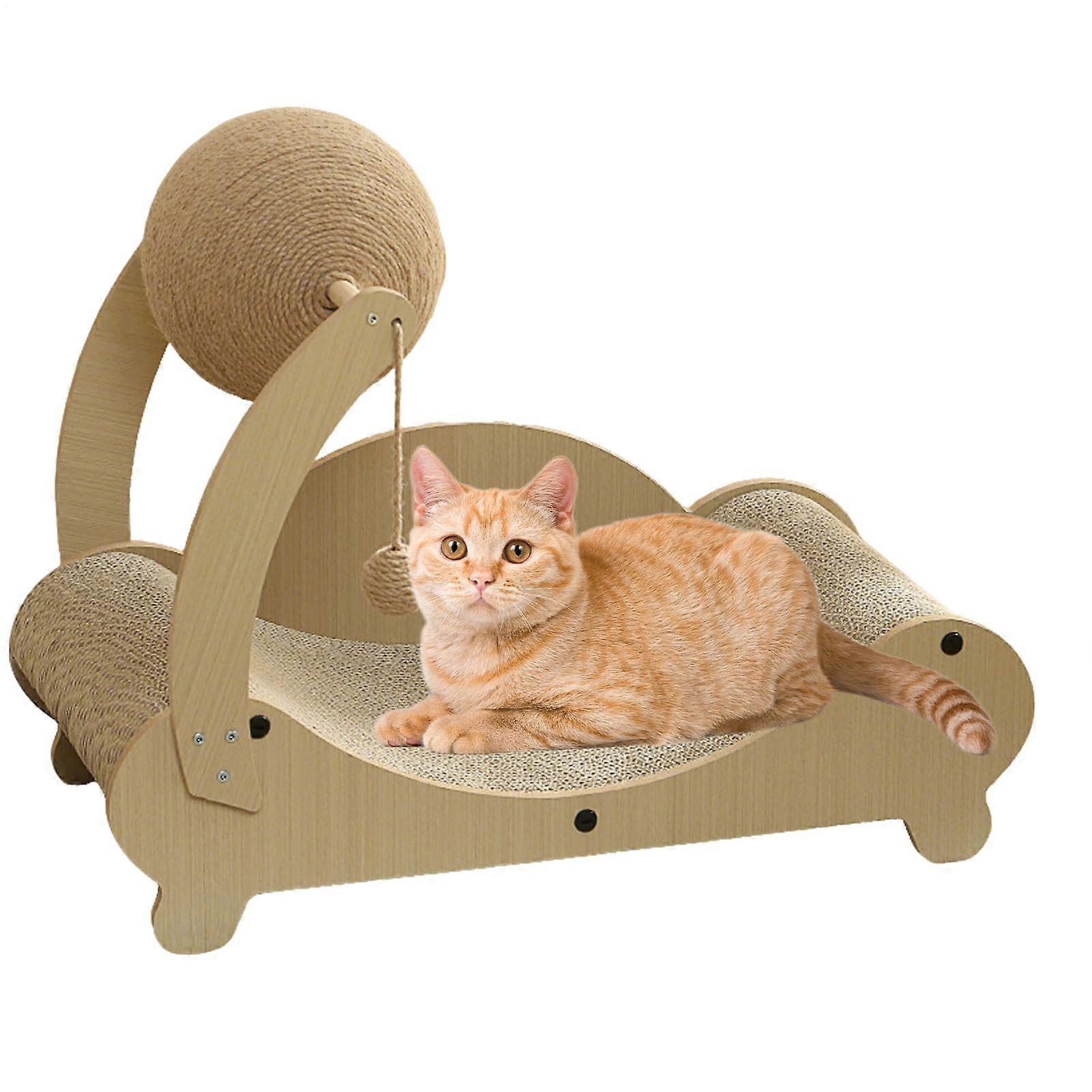 Cat scratcher for cats – scratchable sofa – faux furniture protection with integrated ball for indoor training and to prevent boredom