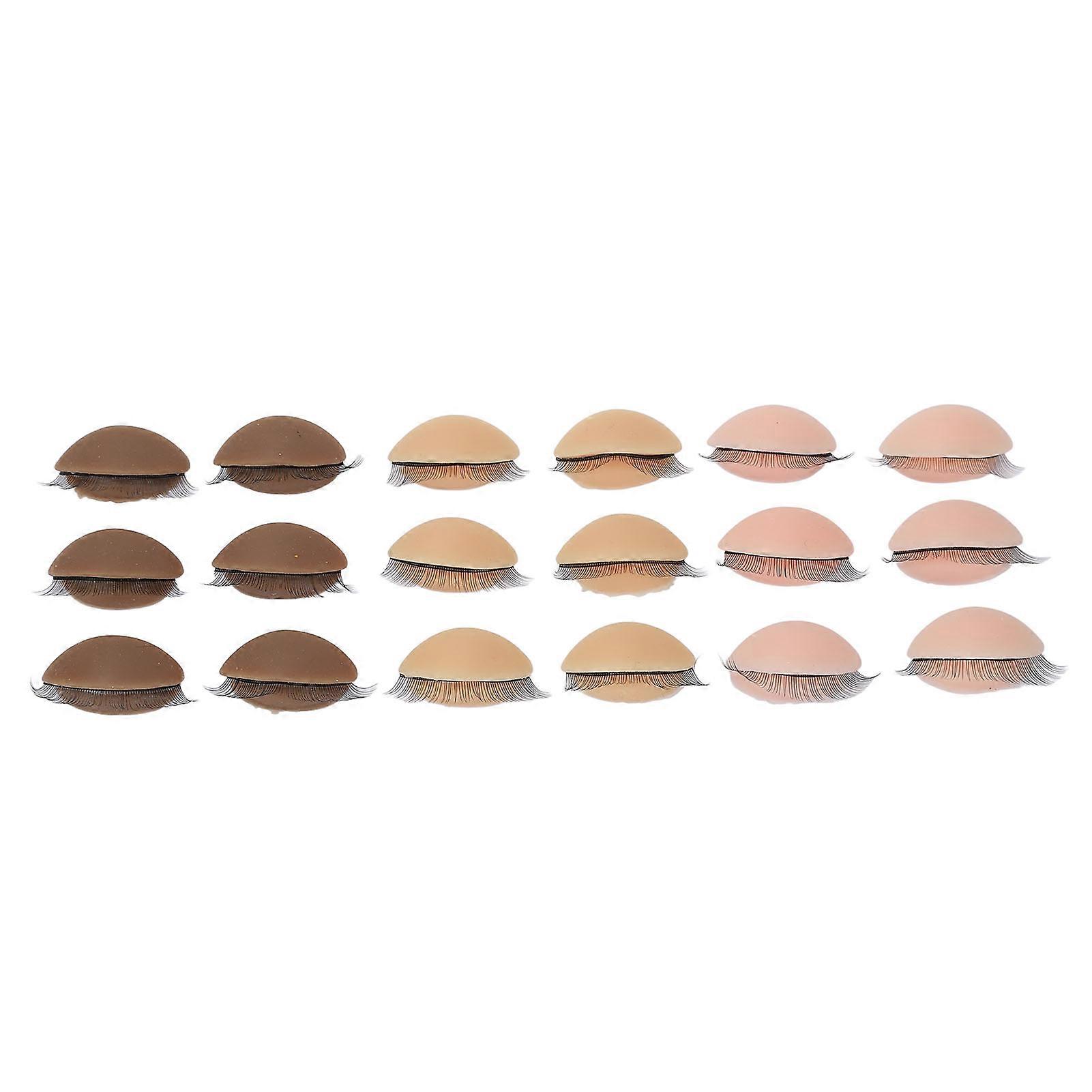 9 Pairs Replacement Eyelids Silicone Removable Mannequin Head Eyelids for Eyelash Training Practice