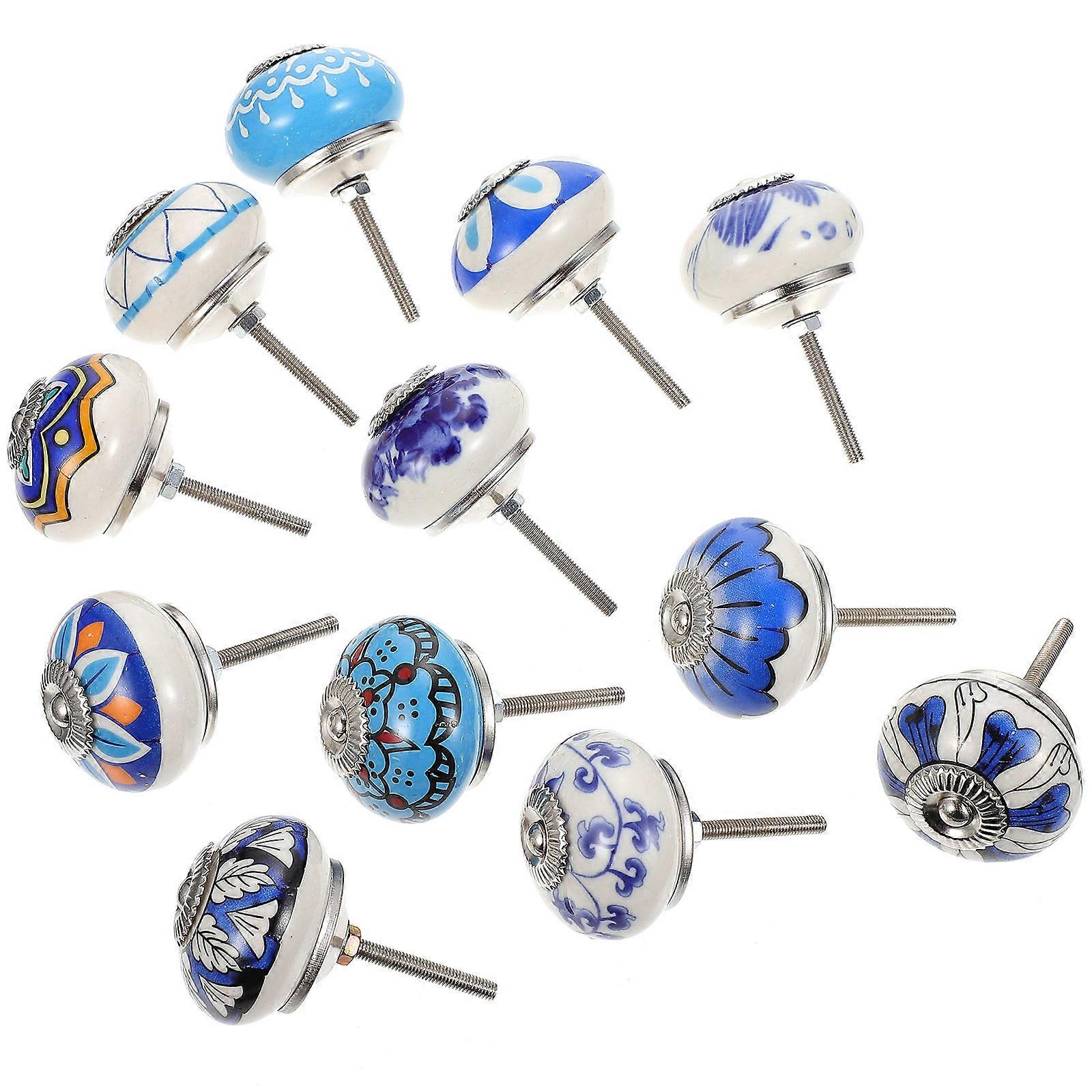 Kitchen Door Knobs Ceramic Handle Modern Simple Design 4x2cm Easy Installation For Cabinets 12Pcs