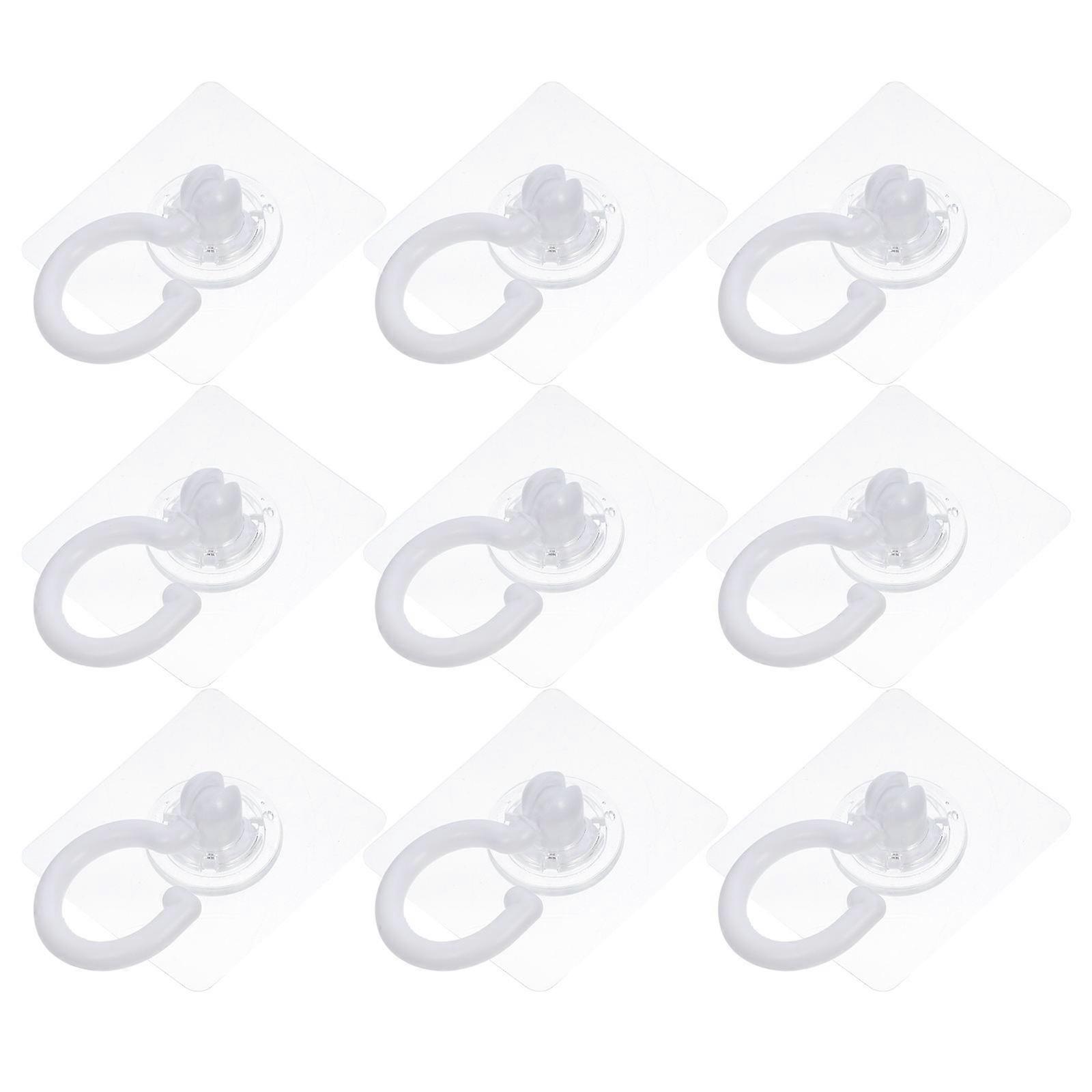 Self Stick Hooks Premium Rotating Wall Hooks Home Decor White 8.5x7.5x7.5cm Space Saving 10Pcs