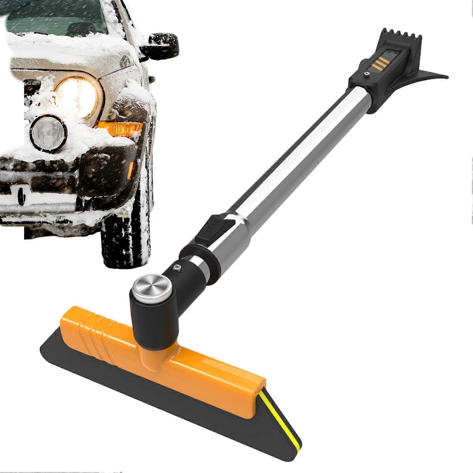 Snow Brush for Cars, 360-Degree Rotating Telescoping Winter Snow Removal Tool, Universal Fit