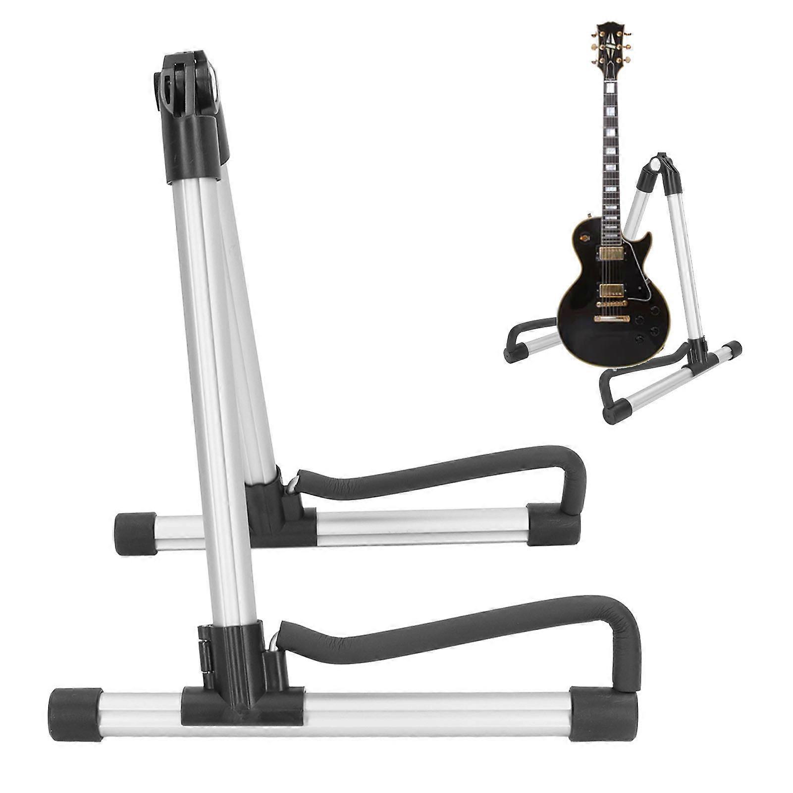 Foldable Guitar Stand Adjustable Metal Folding Instrument Stand for String Instruments Silver 