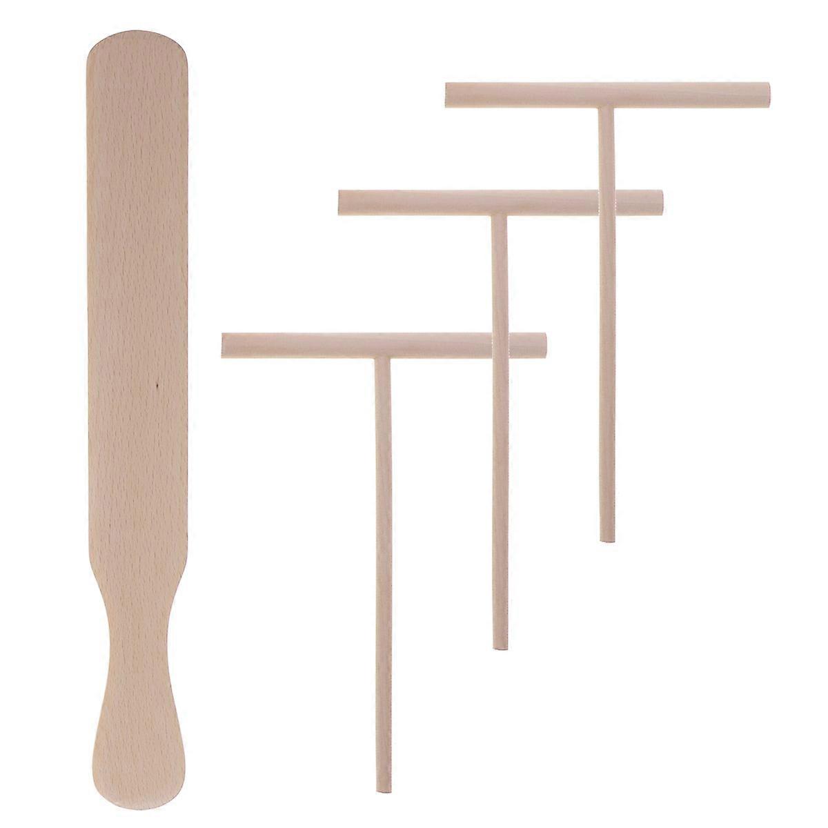Pancake Batter Spreader Kitchen Spatulas Wooden Crepe Spreader And Spatula For Cooking 6Pcs