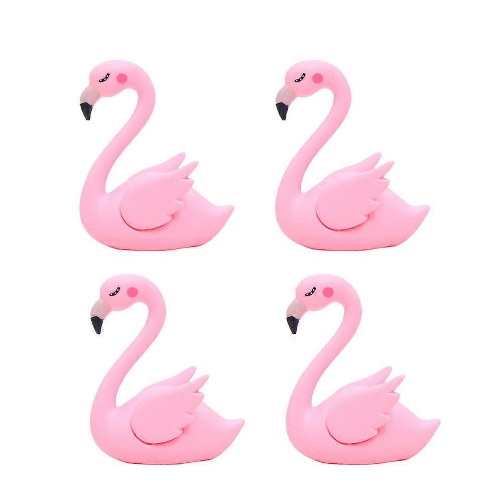 Flamingo Ornament 4Pcs Pink Use Cake Flamingo Ornament Set for Decoration