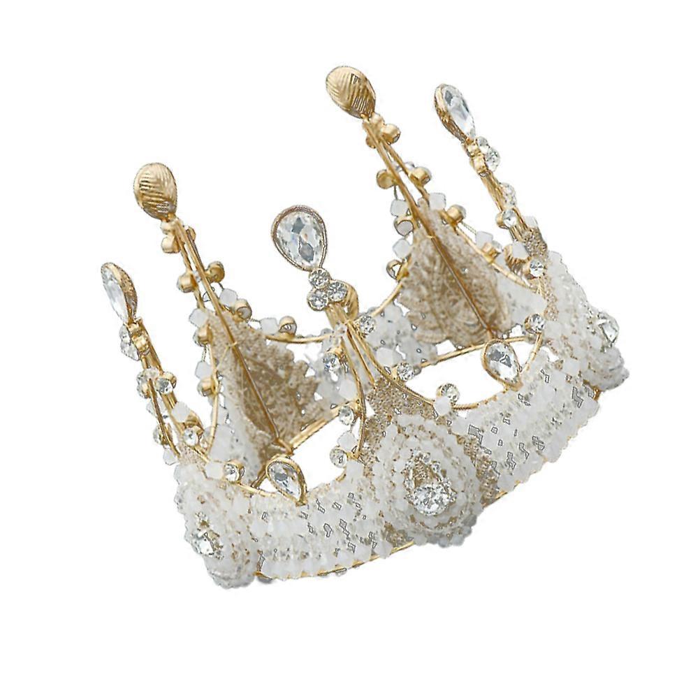 Beautiful Rhinestone Crown for Birthday Accessories with Lace and Alloy Material Multi 5x8cm