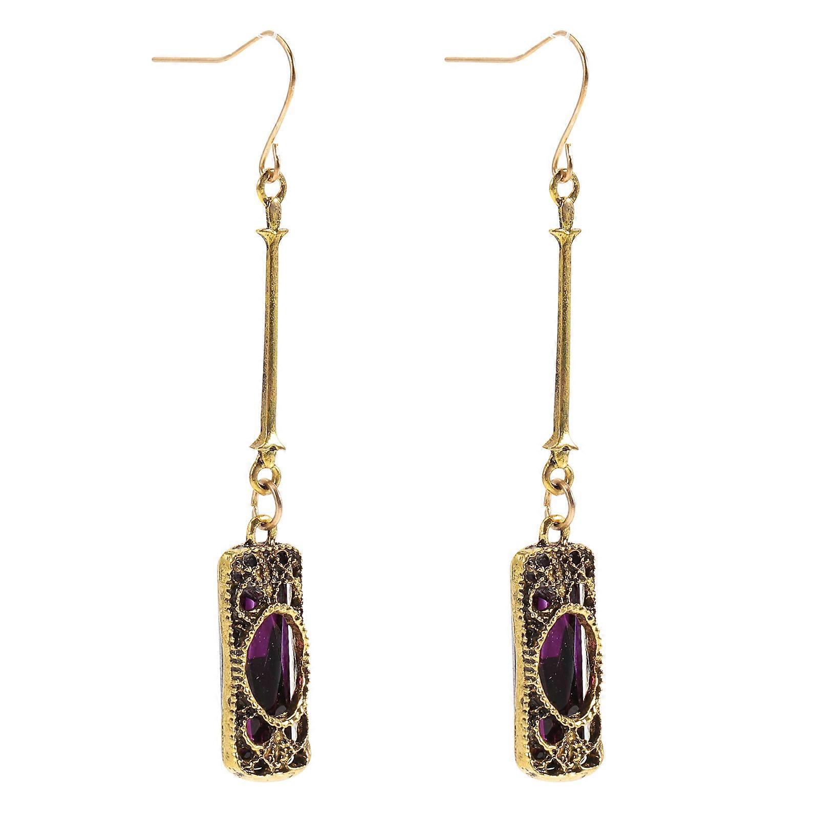 Elegant Gemstone Design Alloy Earrings for Women with Assorted Colors and Comfortable Fit 1 Pair