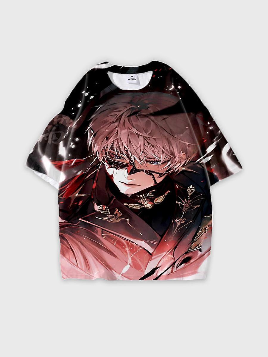 T-shirt round neck Role Pattern loose short sleeve E3013