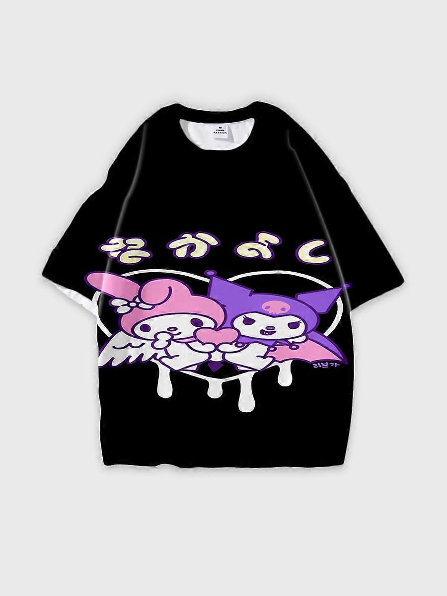 T-shirt round neck Cartoon Pattern loose short sleeve B89