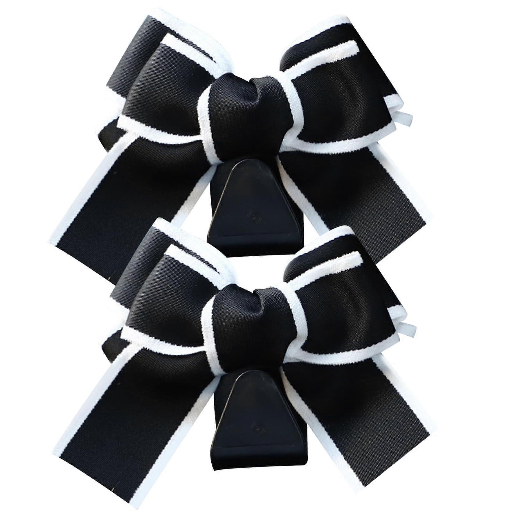 Pack of 2 Car Wallet Holders for Purses and Bags, Bow Design Headrest Hooks, Black Color, Durable Accessories