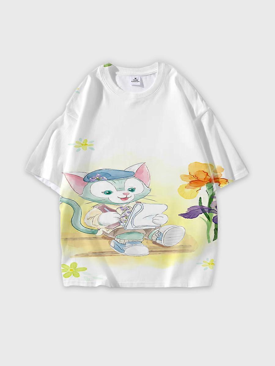 T-shirt round neck Role Pattern loose short sleeve J32