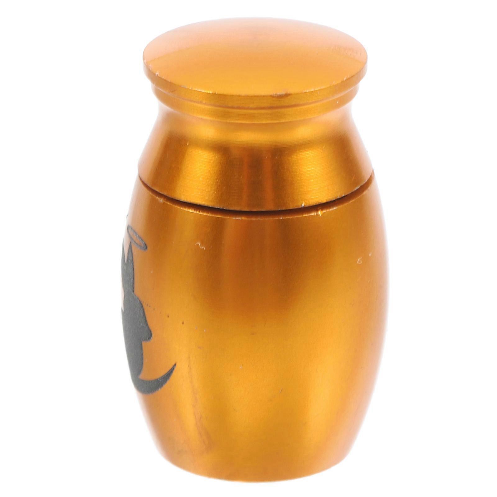 Golden Stainless Steel Pet Urn for Ashes Durable Elegant Design Closure Compact Size Fits Small Pets Like Rabbits Dogs and Cats