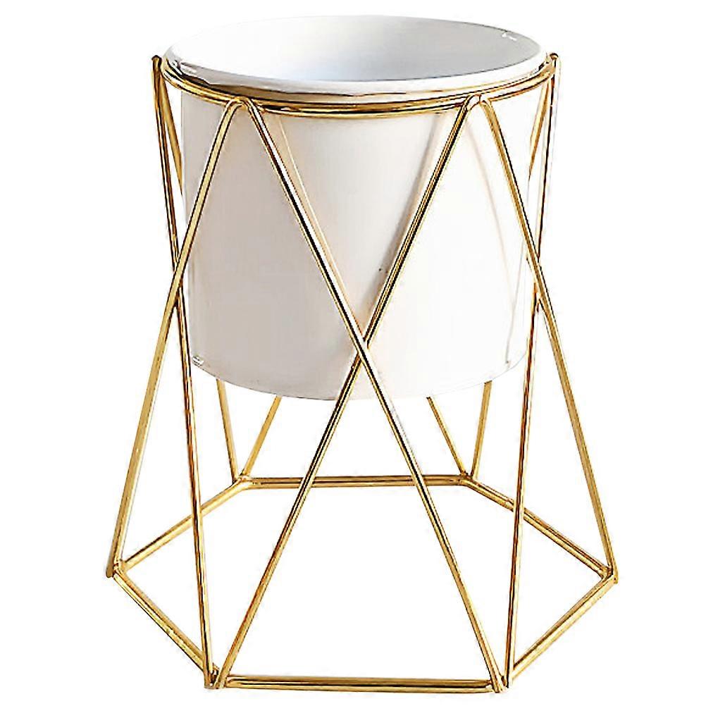 Durable Iron Flower Pot with Good Load-Bearing Capacity for Storage Use Golden Color
