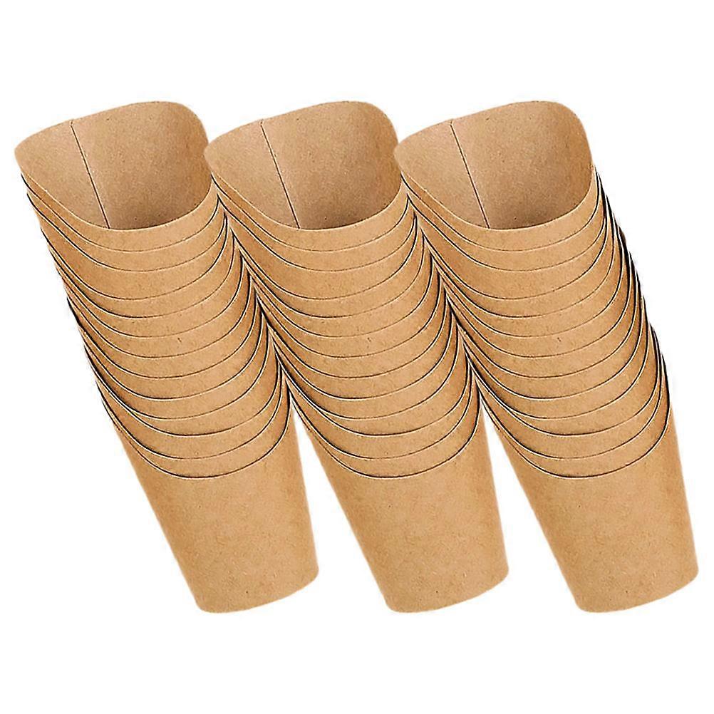 50pcs Kraft Paper French Fry Cone Holders for Takeout Food Events Durable Food Trays Khaki 12oz