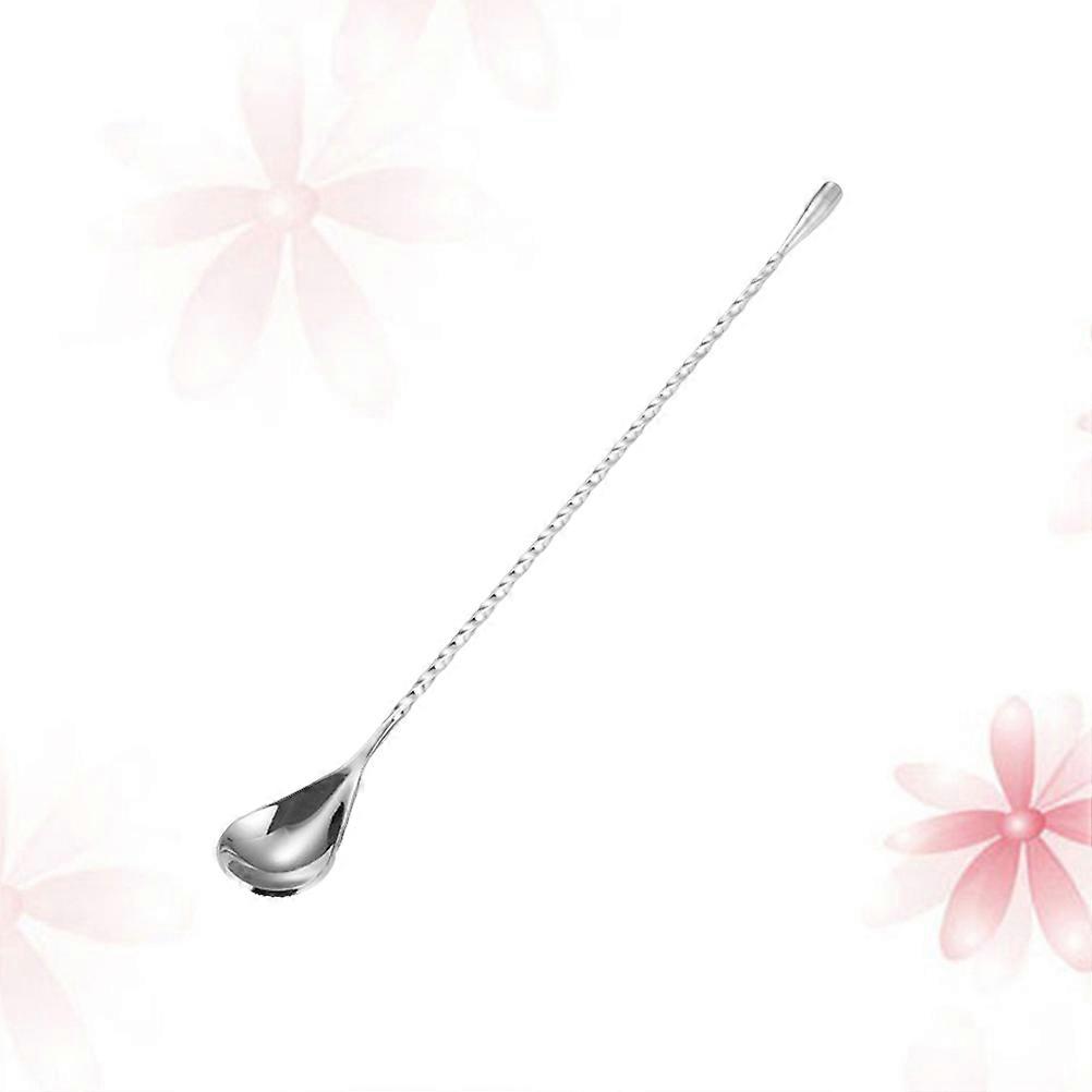 Stainless Steel Long Handle Mixing Spoon for Kitchen Use Silver 1PC Reusable Bar Cocktail Utensil