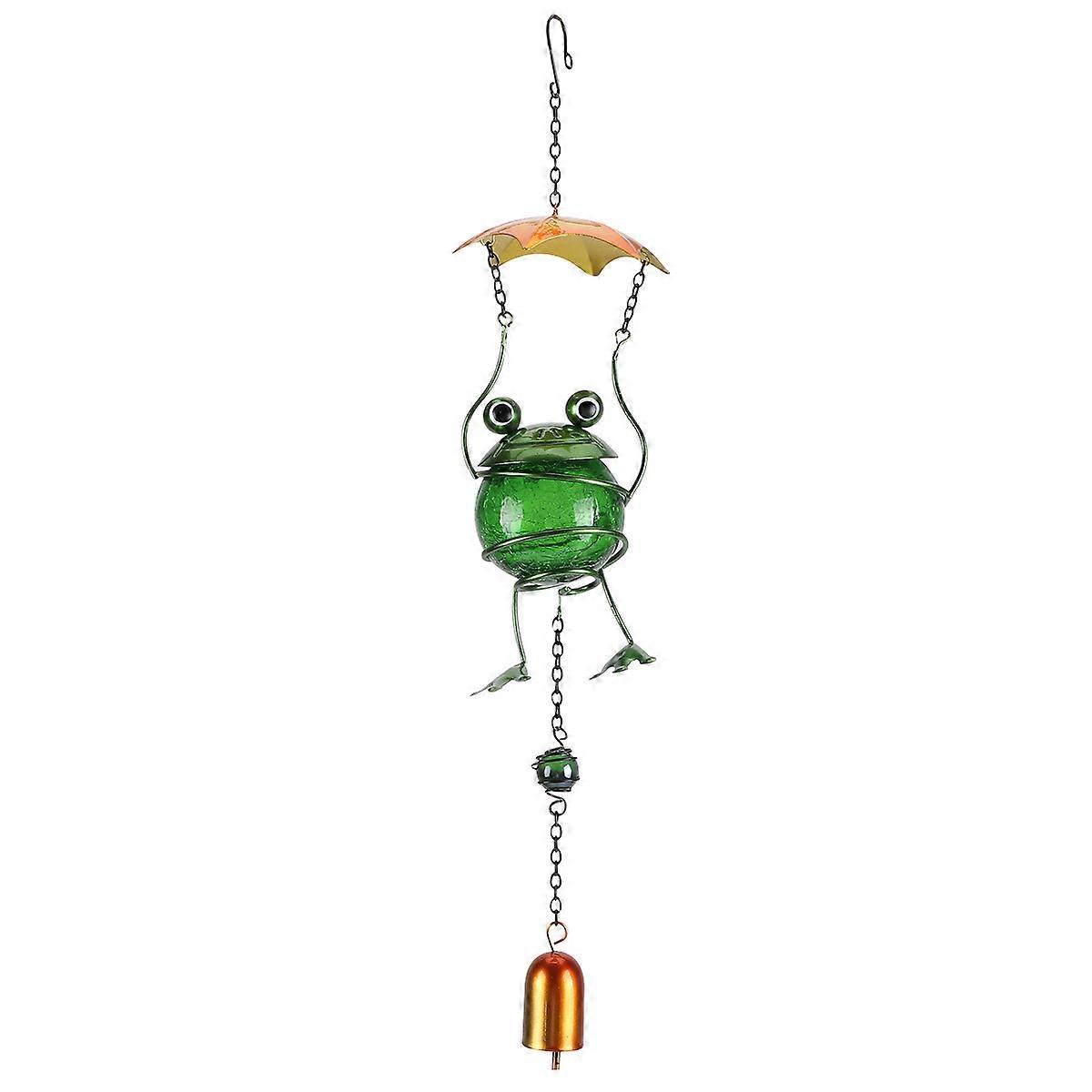 Frog Shaped Glass Wind Chime with Iron Bell – Durable Garden Decor for Outdoor and Home Spaces with Attractive Sound and Visual Appeal