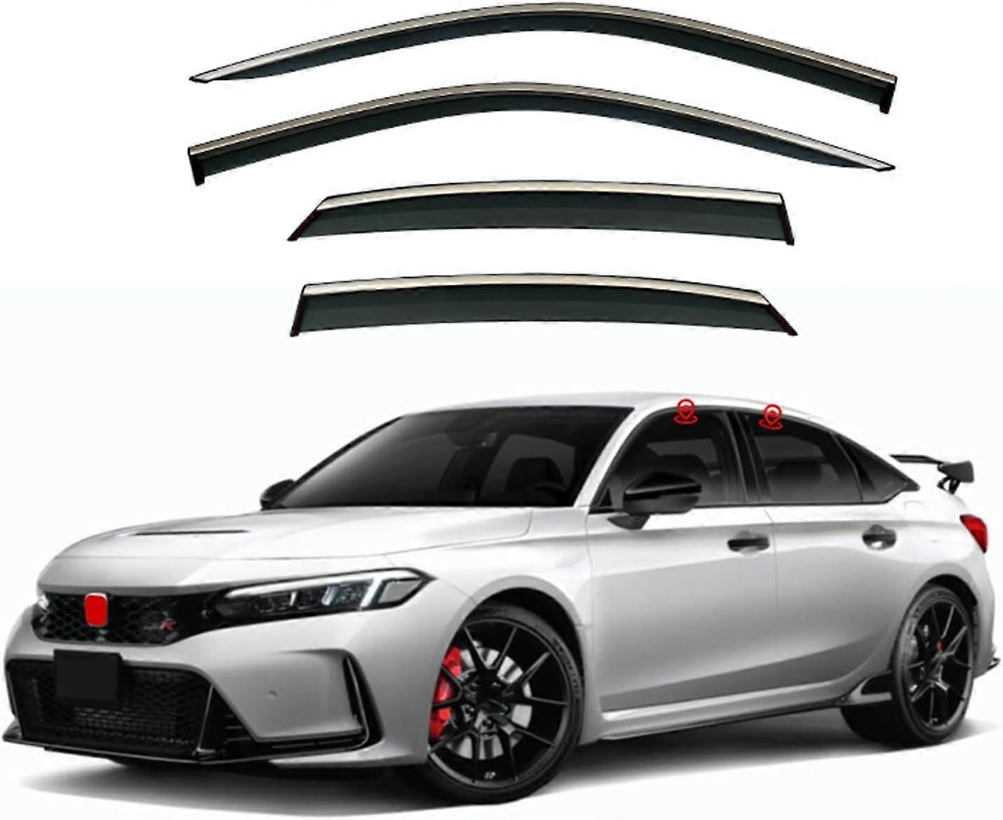 Rain protection side windows for the Civic Semiconductor MK11/FE , ventilation louvers, sun, wind, and rain protection.