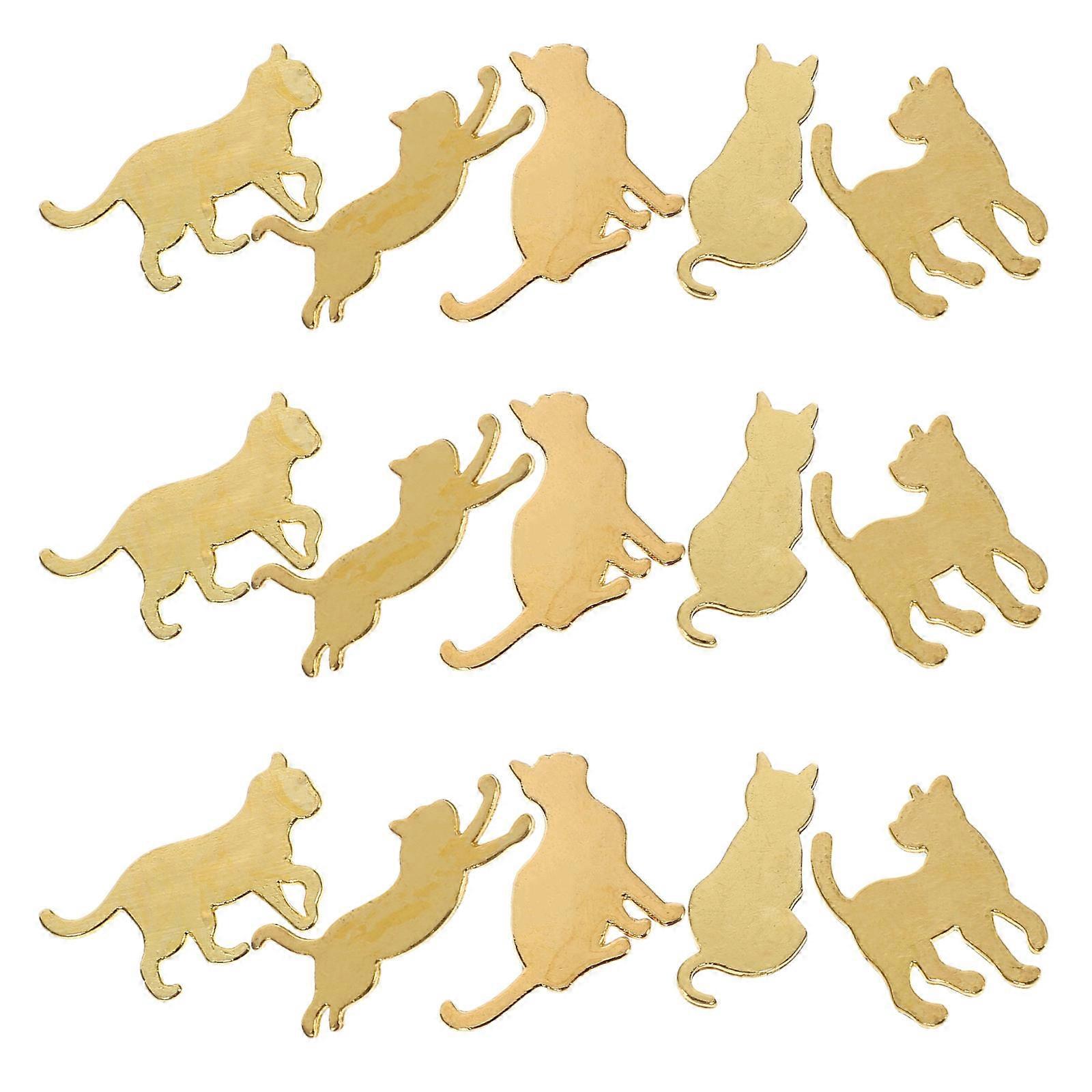 60Pcs Golden Metal Charms Cat Shape For Handicraft Enthusiasts Random Style Decoration