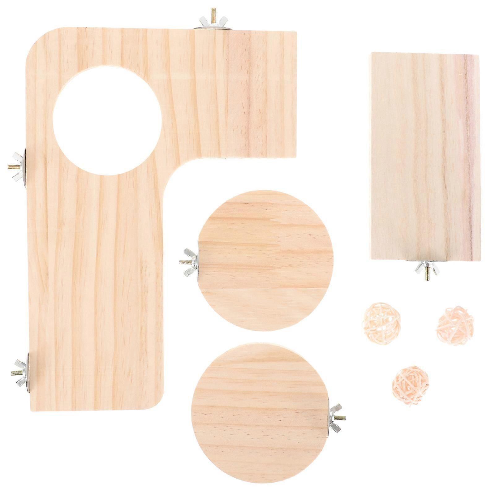 1 Set Squirrel Gerbil Platform Chinchilla Board Toy Dwarf Hamster Pedal Wooden Platform and Ball Toy