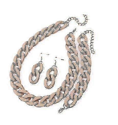 Fishsheep Yeni Akrilik Uzun Zincir Kolye Küpe Kadınlar için Renkli Reçine Zincir Yaka Kolye Kolye Moda Takı