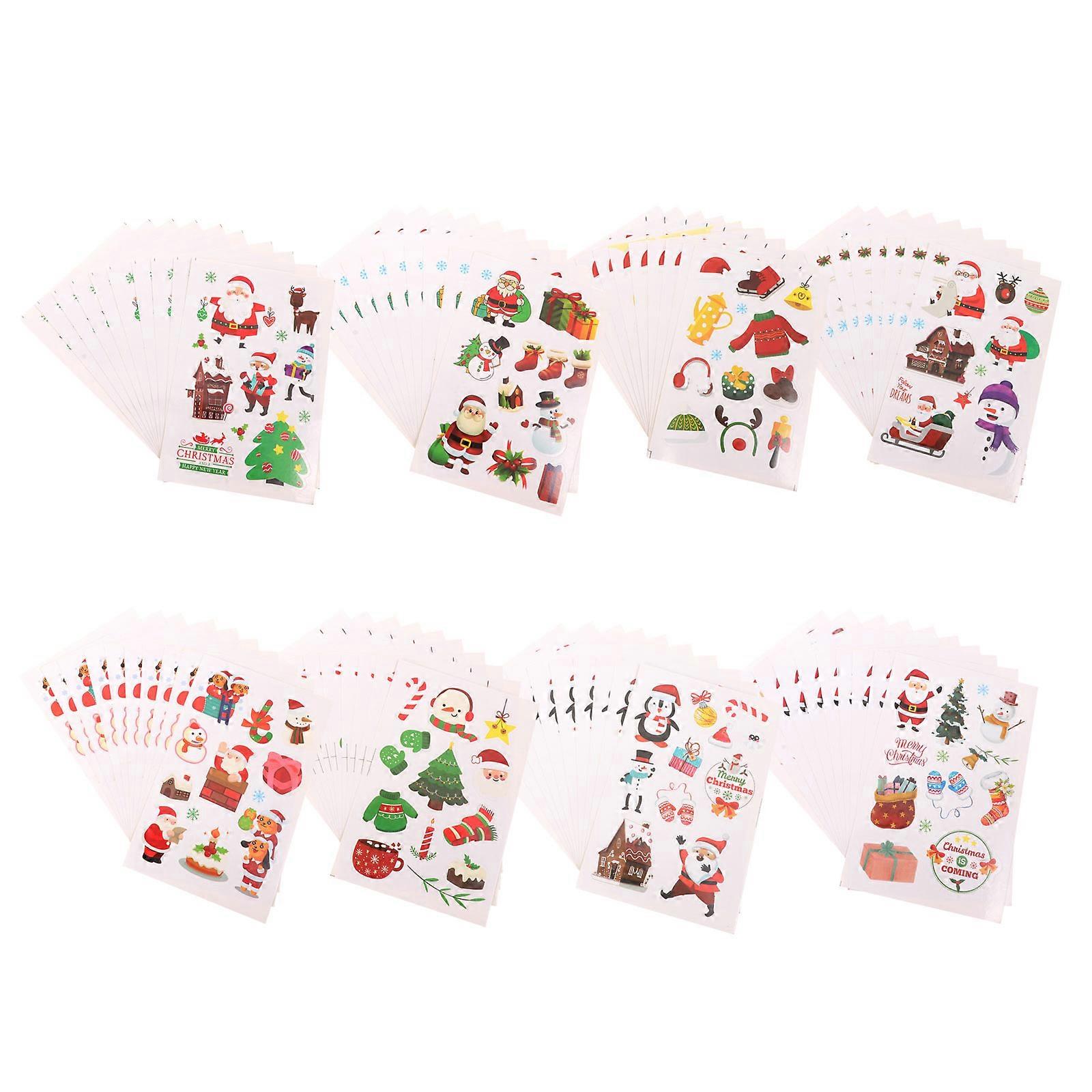 80Pcs Lovely Stickers Christmas Decals For Craft Enthusiasts Stationery Assorted Color DIY Festive Atmosphere Addition Scrapbook Style