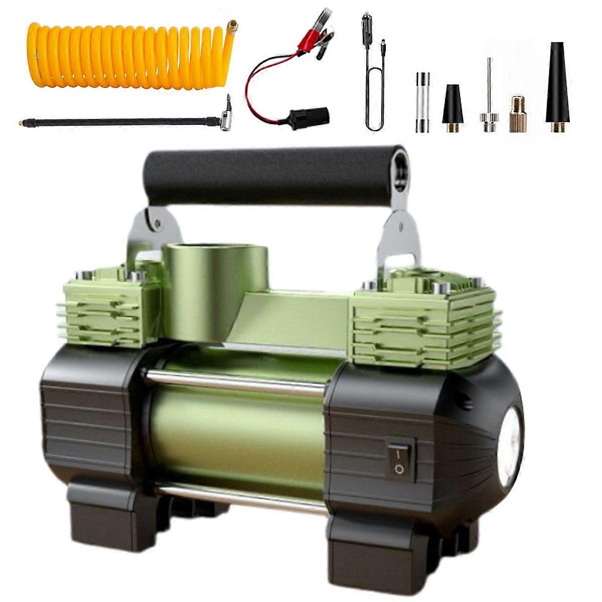 双缸 12V 空气压缩机泵重型便携式轮胎充气机套件 NEW