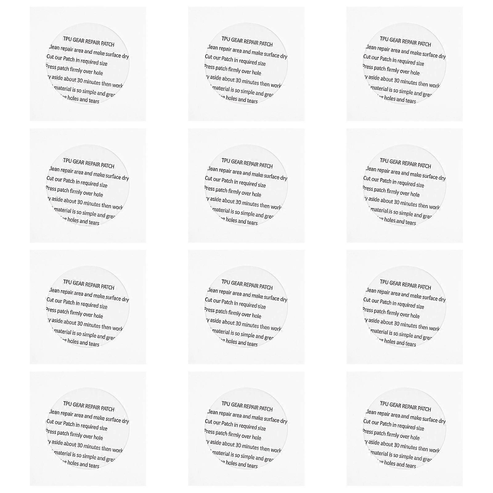 TPU Repair Patch Waterproof Adhesive for Quick Repairs on Tents, Air Mattresses and More, White, 12pcs