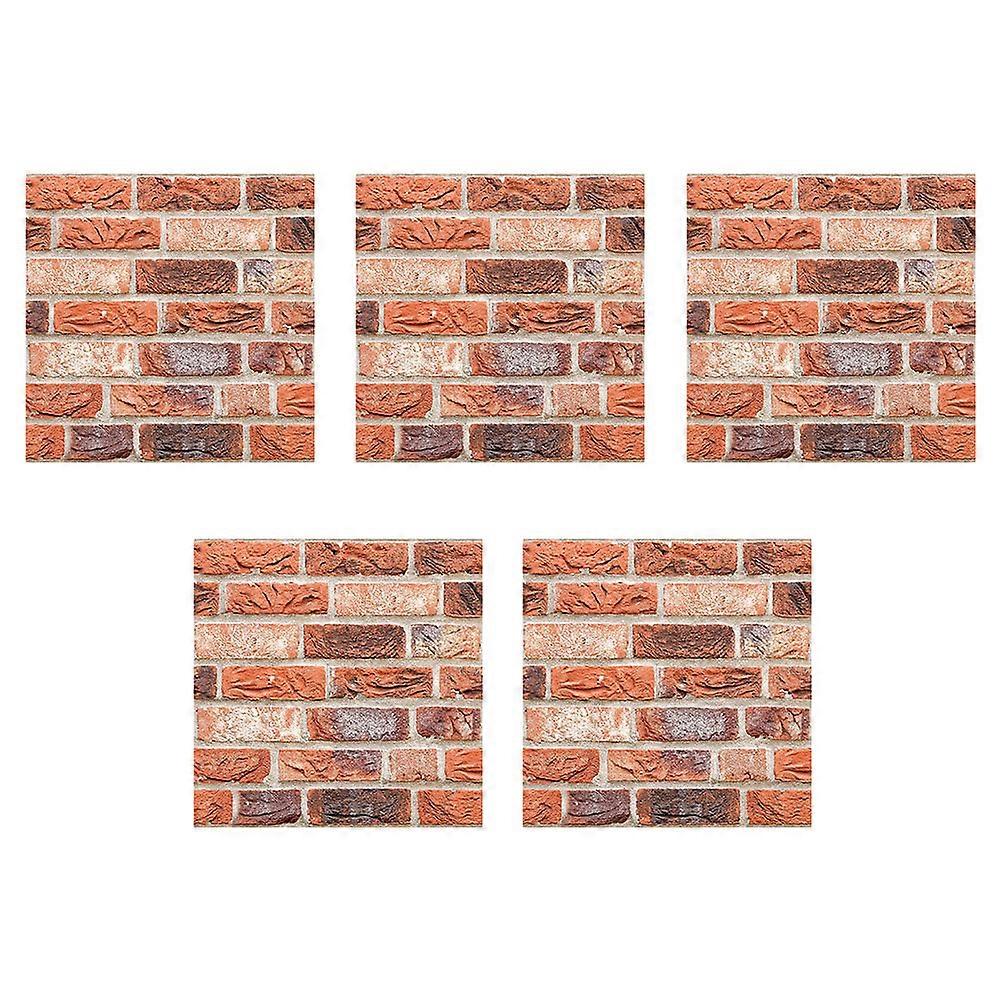 5pcs Self Adhesive Brick Pattern Wall Stickers, Thickened UV Surface, Imitation Tile Design for Home Wall Decoration