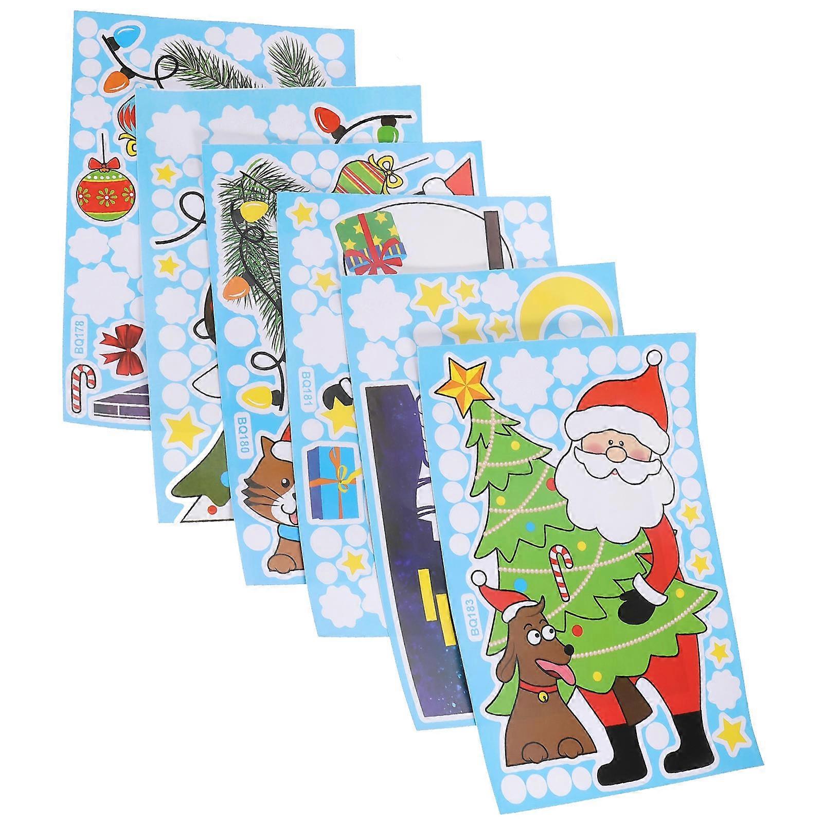 Holiday Window Cling Decorations PVC Decals for Smooth Surface Families Christmas Party 6 Sheets