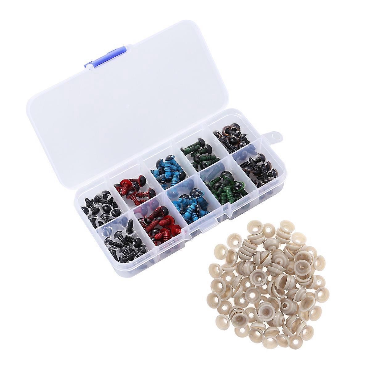 Plastic Safety Eyes and Gasket Set for Doll Making 100 Pieces Assorted Colors 8mm
